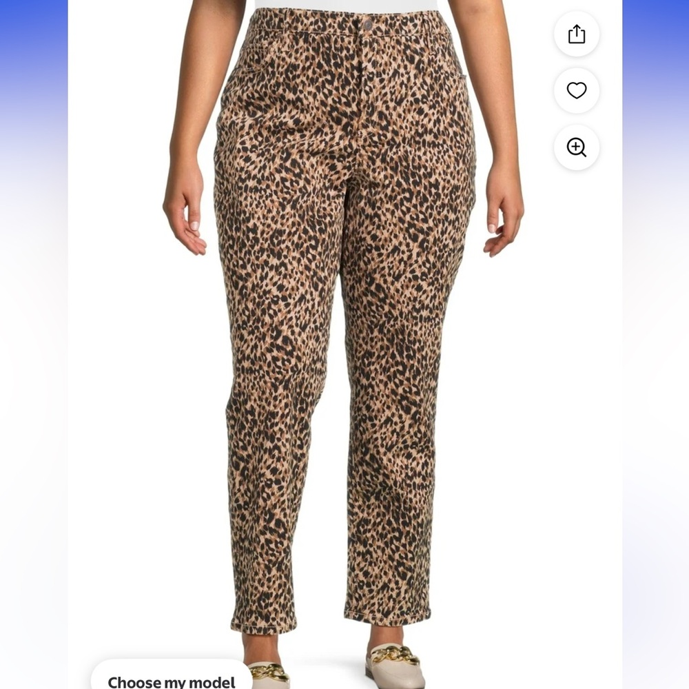 Terra & Sky Women's Plus Size Animal Print Straight Leg Jeans,